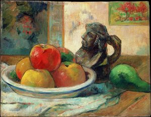 Stilleven met Appels, een Peer en een Keramisch Portretkruik, 1889 door Paul Gauguin